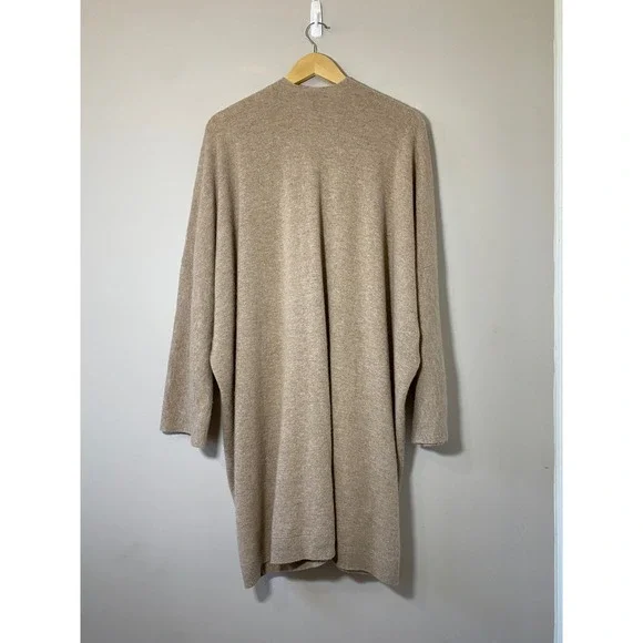 Quince 100% Cashmere Oversized Cardigan Beige Longline Sweater M Pockets Duster - Picture 2 of 4